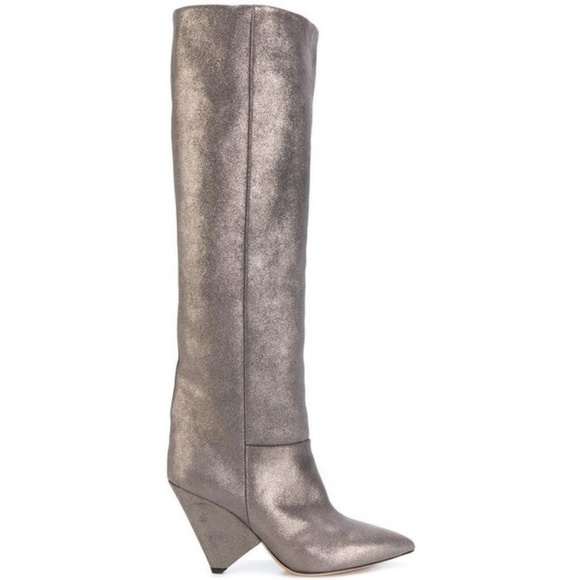 Isabel Marant Metallic Leather Lokyo Scrunch Boots - Picture 3 of 4